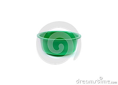 Empty green plastic deep dish isolated on white background Stock Photo