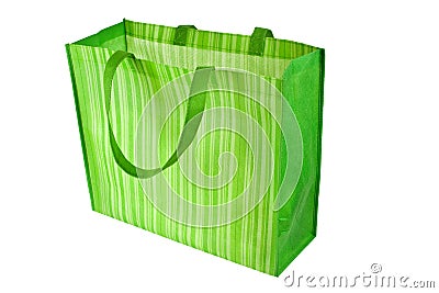 Empty green reusable shopping bag Stock Photo