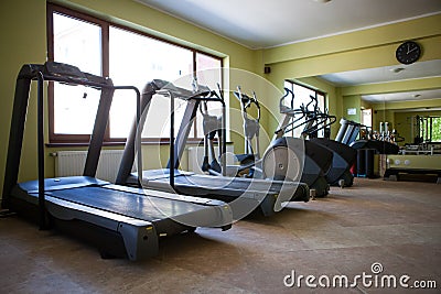 Modern gym interior with various equipment Stock Photo