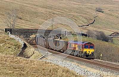 Empty Gypsum train at Ais Gill, Mallerstang Editorial Stock Photo