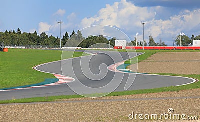 Empty hairpin turn on the race track Stock Photo