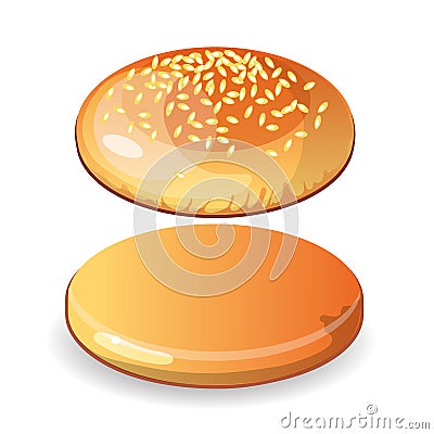 Empty hamburger bun. Vector Illustration