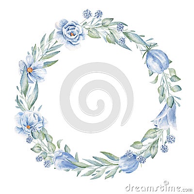 Empty hand drawn linen wreath aquarelle frame Stock Photo