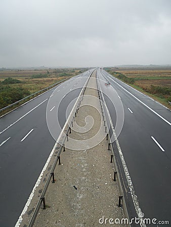 Empty highway - bird view Stock Photo