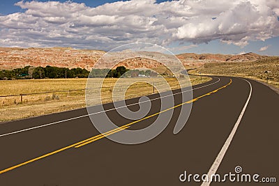 Empty highway in desert Stock Photo