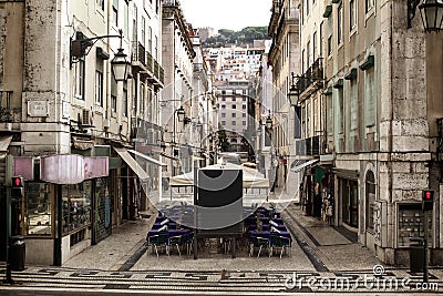 Empty historic street of the old city Stock Photo