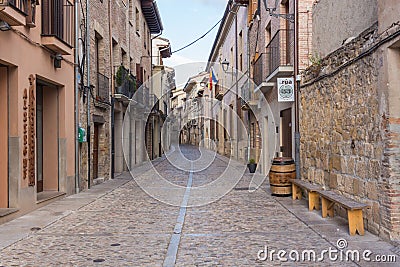 The empty historical streets of city Estella, one of the cities of Camino de Santiago. in Navarre, Spain. Editorial Stock Photo