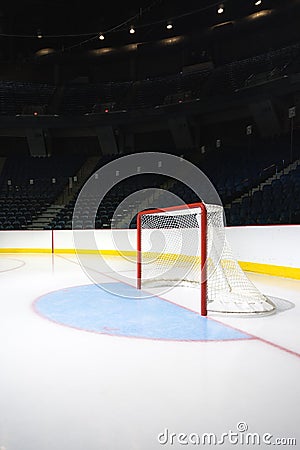 An empty hockey in an empty arena Stock Photo