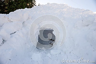 Empty hole in the snow, part of avalanche Editorial Stock Photo