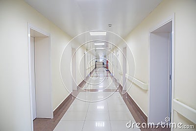 Empty hospital corridor. Stock Photo