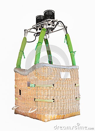 Empty hot air balloon basket on white background Stock Photo