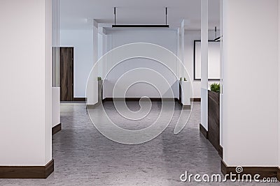 Empty hotel or office corridor with many doors Stock Photo