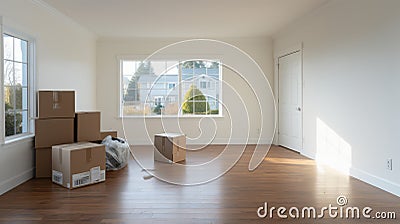 Empty House With Boxes: A Panasonic Lumix S Pro 50mm F14 Inspired Photography Stock Photo