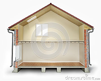 Empty house cross section Cartoon Illustration