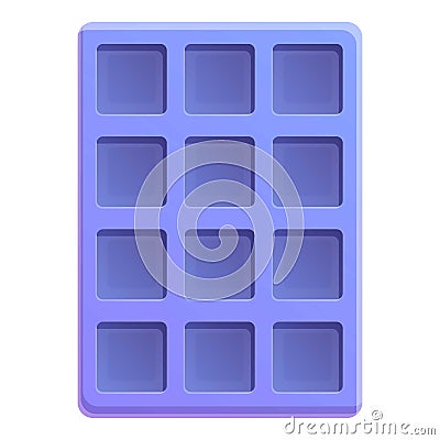 Empty ice cube tray icon, cartoon style Vector Illustration