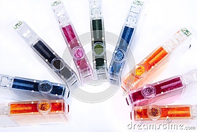 Empty Inkjet Printer Ink Cartridges Stock Photo