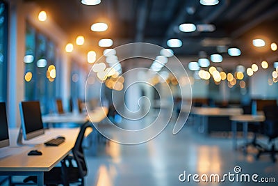 Empty interior office blur background. Stock Photo