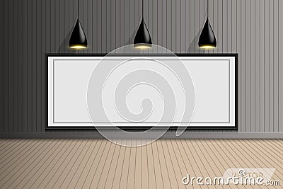 Empty interior of photos gallery room., Vector Stock Photo