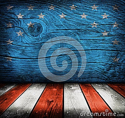 Empty interior room with american flag colors Stock Photo