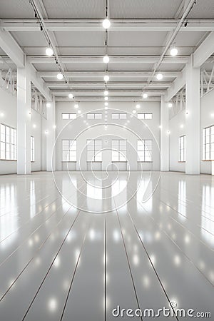 large space modern empty interior room space, modern floor with a contemporary interior space for media movie production Stock Photo