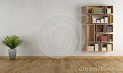 Empty interior with wall bookcase Stock Photo