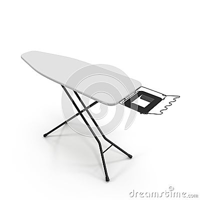 Empty ironing board isolated on white. Stock Photo
