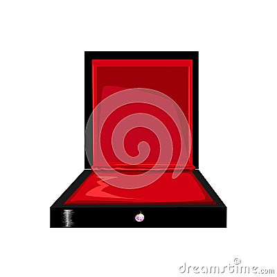 Empty jewelry box with red lining Vector Illustration