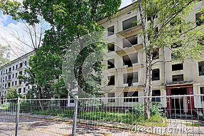 Empty Khrushchev house, renovation in Moscow Stock Photo