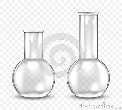 Empty laboratory flasks for chemical lab in realistic style Cartoon Illustration