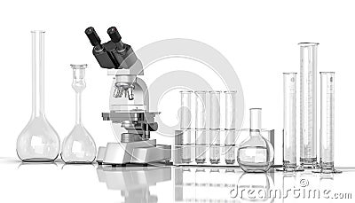 empty laboratory glassware whith labora Cartoon Illustration