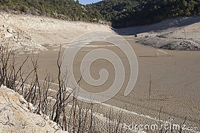 Empty lake at Bimont Dam in France Stock Photo