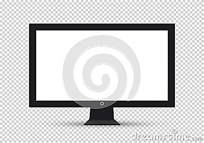 Empty LCD screen, plasma displays or TV for your monitor design.computer or black photo frame, isolated on a transparent Vector Illustration