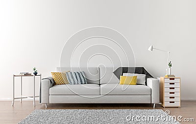 Empty living room with white wall in the background Cartoon Illustration
