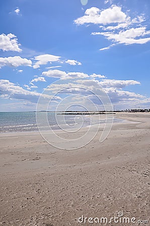 Empty mediterranean sand beach in south france Stock Photo