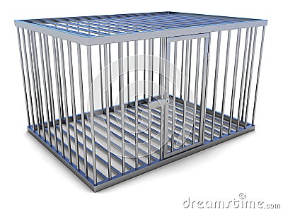 Empty metal cage with a door. Stock Photo