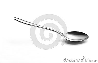 Empty metal spoon. Stock Photo