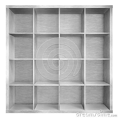 Empty metal square bookshelf or bookcase 3d illustration Stock Photo