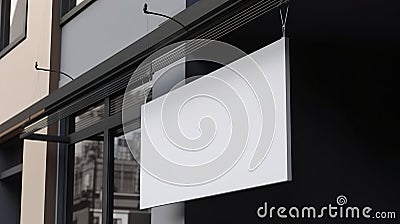 Empty minimalistic shop or establishment signboard mockup for design, outdoor signboard for logotype or design. Stock Photo