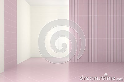 Empty modern bathroom with purple tiles Stock Photo