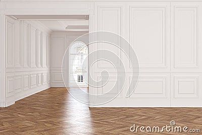 Empty modern classic white interior room. Cartoon Illustration