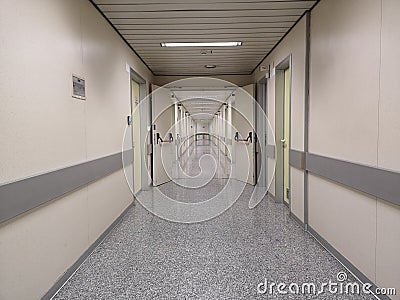 Empty modern and clean hospital corridor Stock Photo