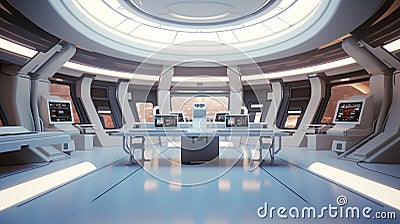 empty, modern, futuristic command center interior. generative ai Stock Photo