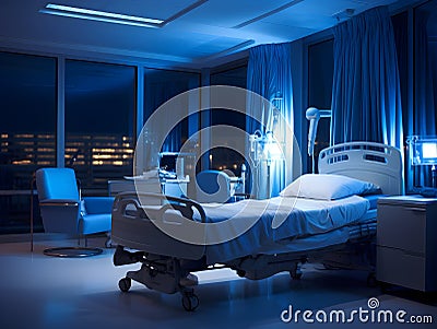 Empty modern hospital corridor, clinic hallway interior background with white chairs for patients waiting for doctor visit. Contem Stock Photo