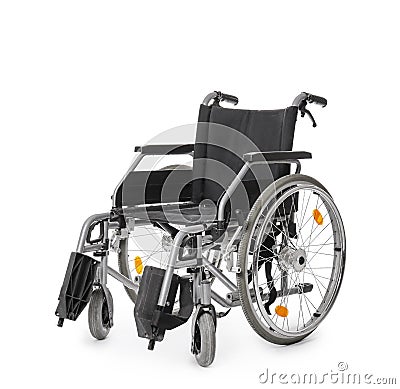 Empty modern wheelchair on white background Stock Photo