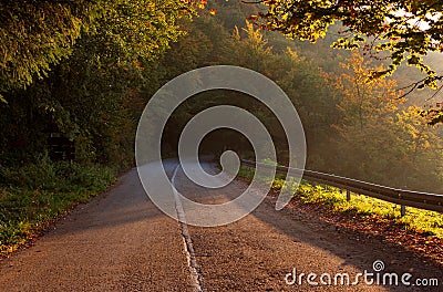 Empty mountain asphalt road. Beautiful autumn scene. Stock Photo