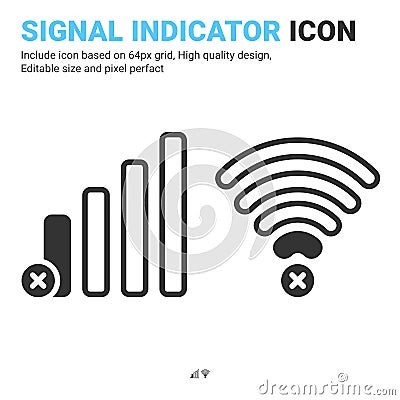Empty network level vector icon isolated on white background. Vector design signal indicator, mobile carrier level, radio signal Vector Illustration