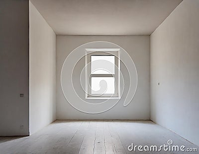 Empty simple neutral room interior with unpainted walls Stock Photo