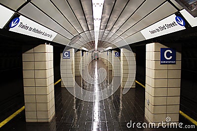 Empty New York Subway Station Stock Photo