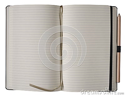 Empty notebook or jotter,analog personal organizer,blank pages,isolated on white,free copy space Stock Photo