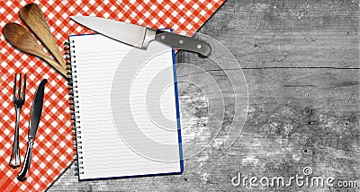 Empty Notebook on Wooden Background Stock Photo